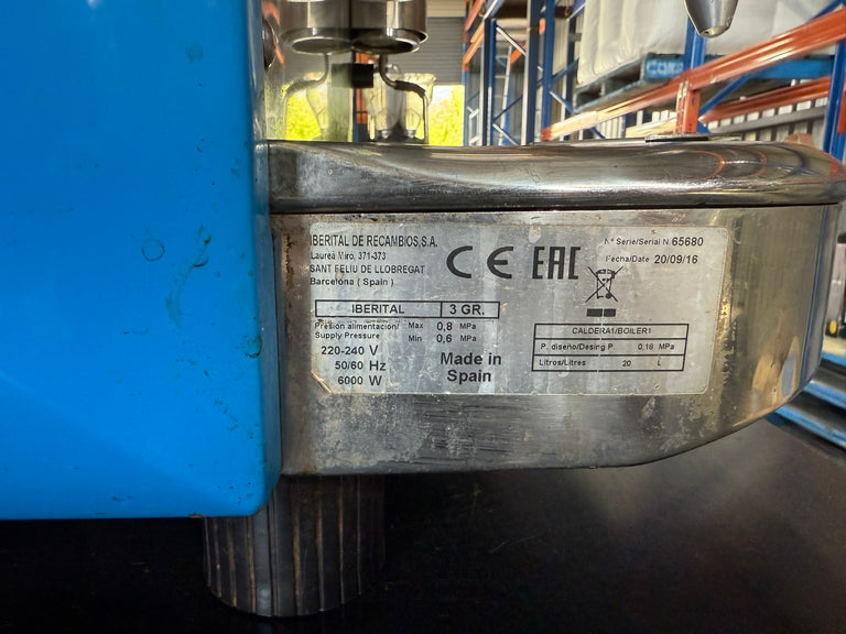 Iberital New 3 Group High Cup single-boiler Blue with shot timers - includes a parts machine.